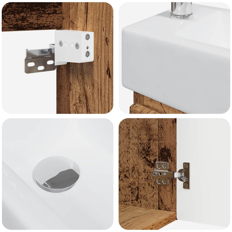 Badkamermeubel met kraan Oud hout 45,5 x 25,5 x 84 cm
