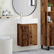 Badkamermeubel met kraan 45,5x25,5x84 cm oud hout