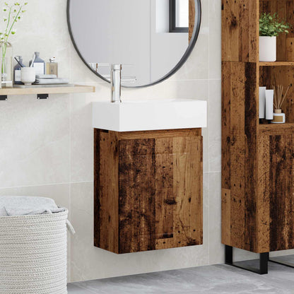 Badkamermeubel met kraan Oud hout 45,5 x 25,5 x 84 cm