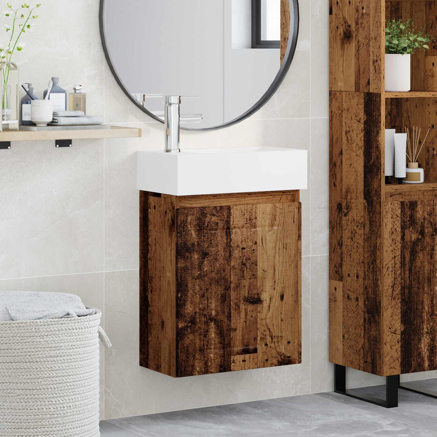 Badkamermeubel met kraan Oud hout 45,5 x 25,5 x 84 cm