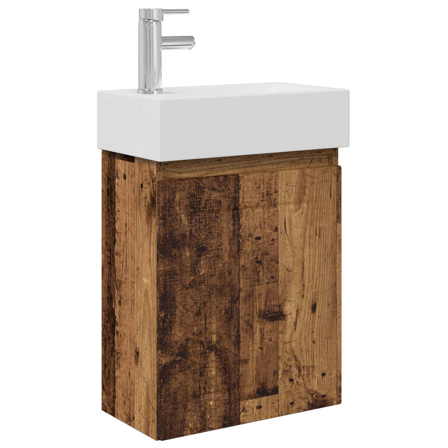 Badkamermeubel met kraan Oud hout 45,5 x 25,5 x 84 cm