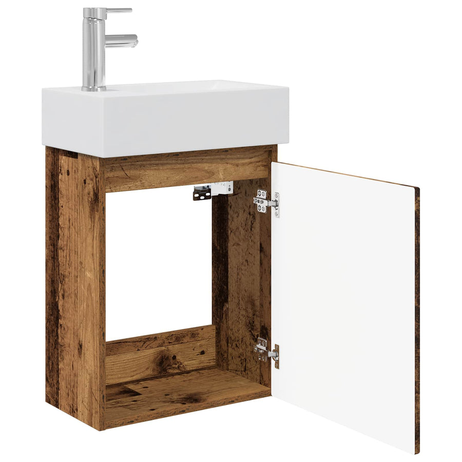 Badkamermeubel met kraan Oud hout 45,5 x 25,5 x 84 cm
