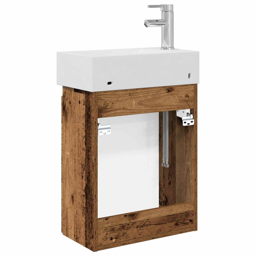 Badkamermeubel met kraan Oud hout 45,5 x 25,5 x 84 cm