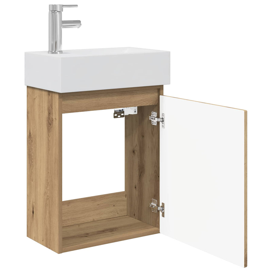 Badkamermeubel met kraan Artisanaal eiken 45,5 x 25,5 x 84 cm