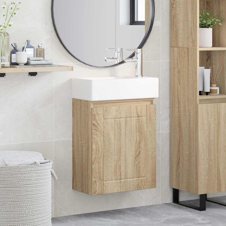 Badkamermeubel met kraan Sonoma Eiken 45,5 x 25,5 x 84 cm