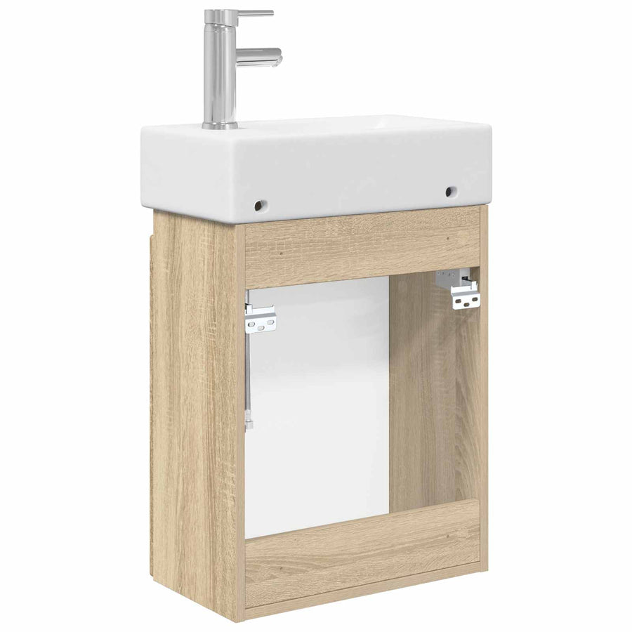 Badkamermeubel met kraan Sonoma Eiken 45,5 x 25,5 x 84 cm