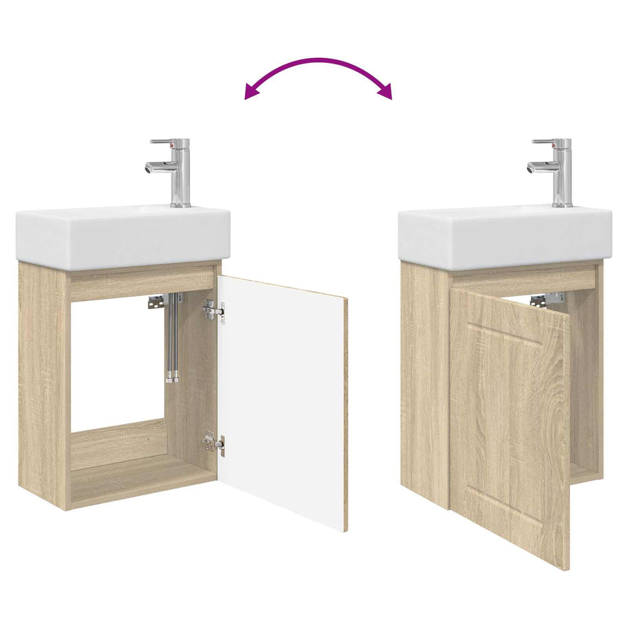 Badkamermeubel met kraan Sonoma Eiken 45,5 x 25,5 x 84 cm