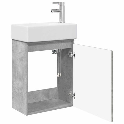 Badkamermeubel met kraan Betongrijs 45,5 x 25,5 x 84 cm