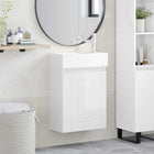Bathroom Vanity Unit with Tap High Gloss White 45.5 x 25.5 x 84 cm