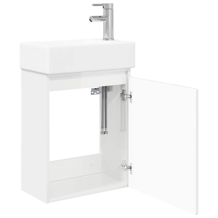 Badkamermeubel met kraan Hoogglans Wit 45,5 x 25,5 x 84 cm