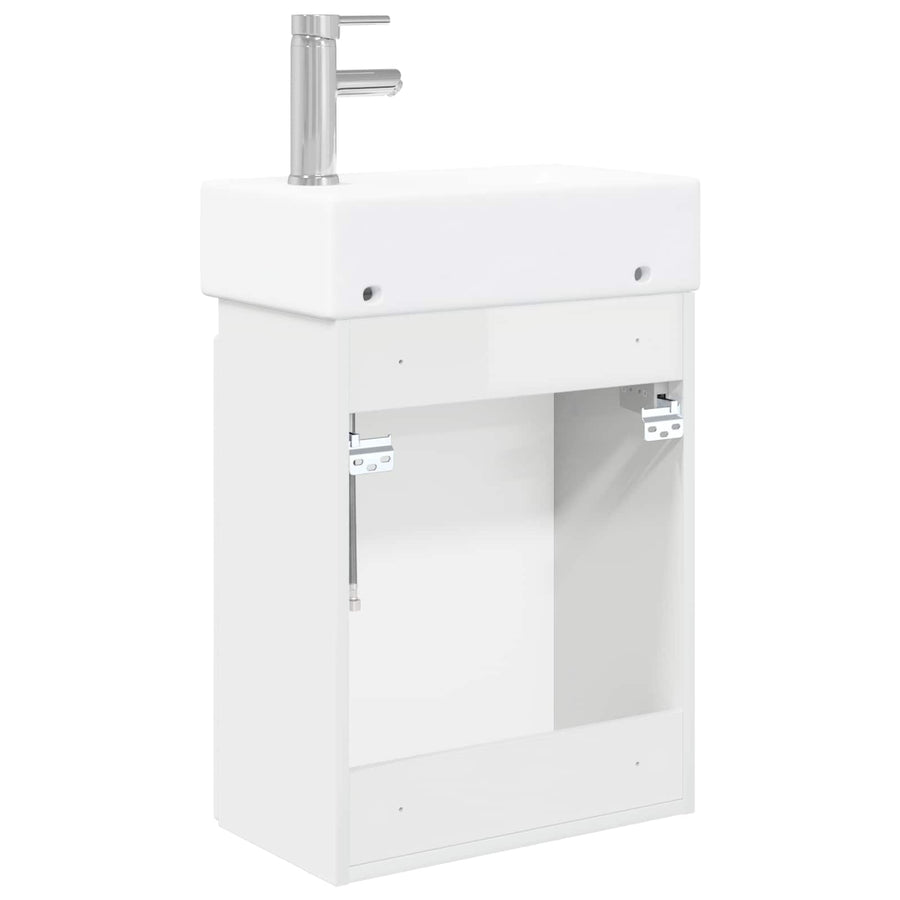 Badkamermeubel met kraan Hoogglans Wit 45,5 x 25,5 x 84 cm