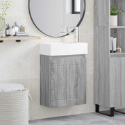 Badkamermeubel met kraan 45,5x25,5x84 cm grijs Sonoma