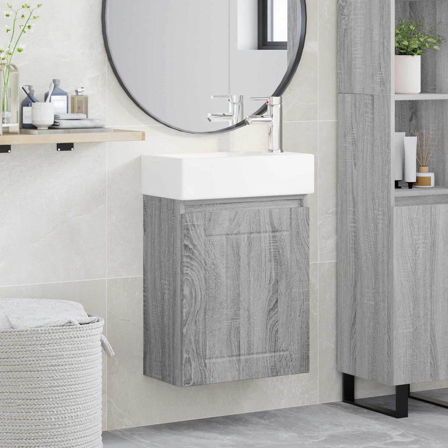 Badkamermeubel met kraan Grijs Sonoma 45,5 x 25,5 x 84 cm