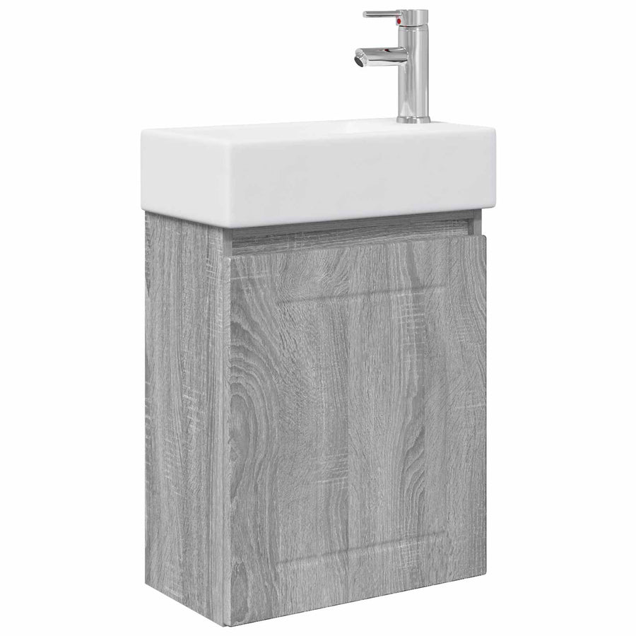 Badkamermeubel met kraan Grijs Sonoma 45,5 x 25,5 x 84 cm