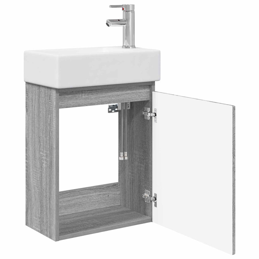 Badkamermeubel met kraan Grijs Sonoma 45,5 x 25,5 x 84 cm