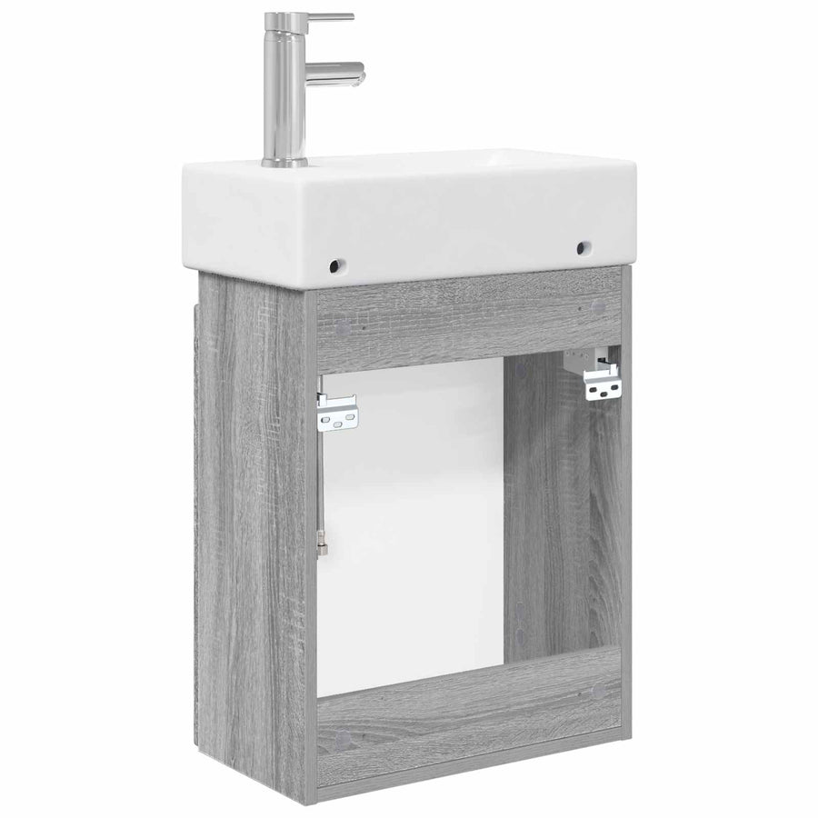 Badkamermeubel met kraan Grijs Sonoma 45,5 x 25,5 x 84 cm