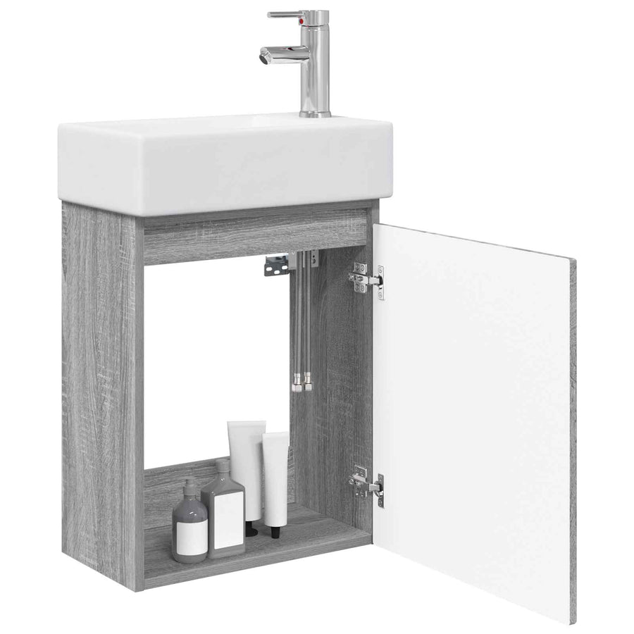 Badkamermeubel met kraan Grijs Sonoma 45,5 x 25,5 x 84 cm