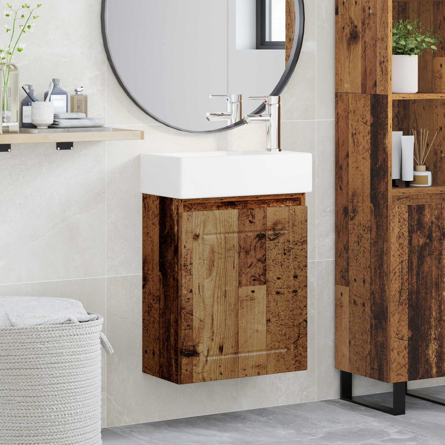 Badkamermeubel met kraan Oud hout 45,5 x 25,5 x 84 cm