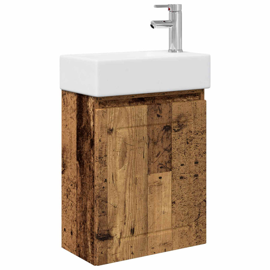 Badkamermeubel met kraan Oud hout 45,5 x 25,5 x 84 cm