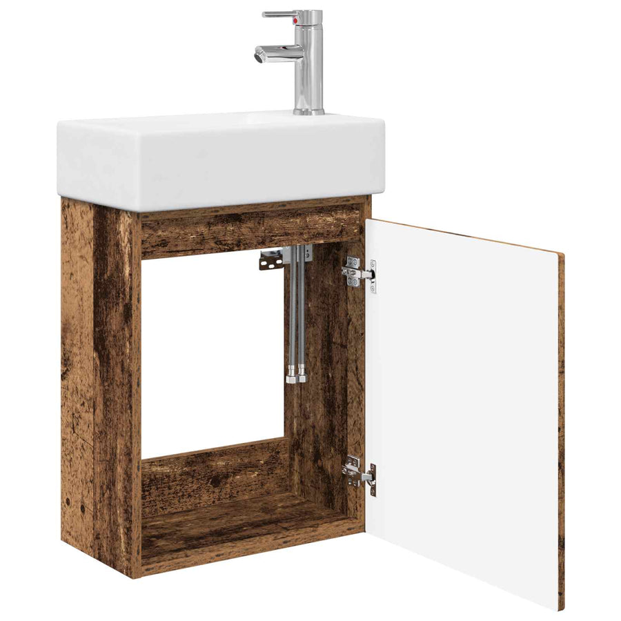 Badkamermeubel met kraan Oud hout 45,5 x 25,5 x 84 cm