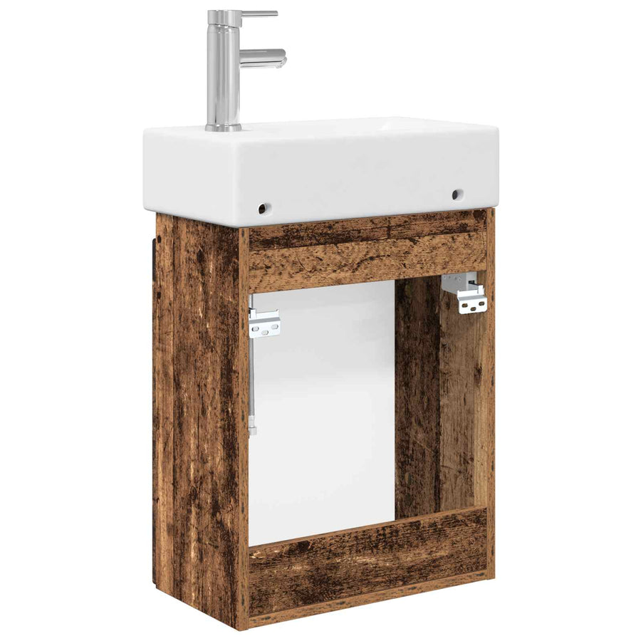 Badkamermeubel met kraan Oud hout 45,5 x 25,5 x 84 cm