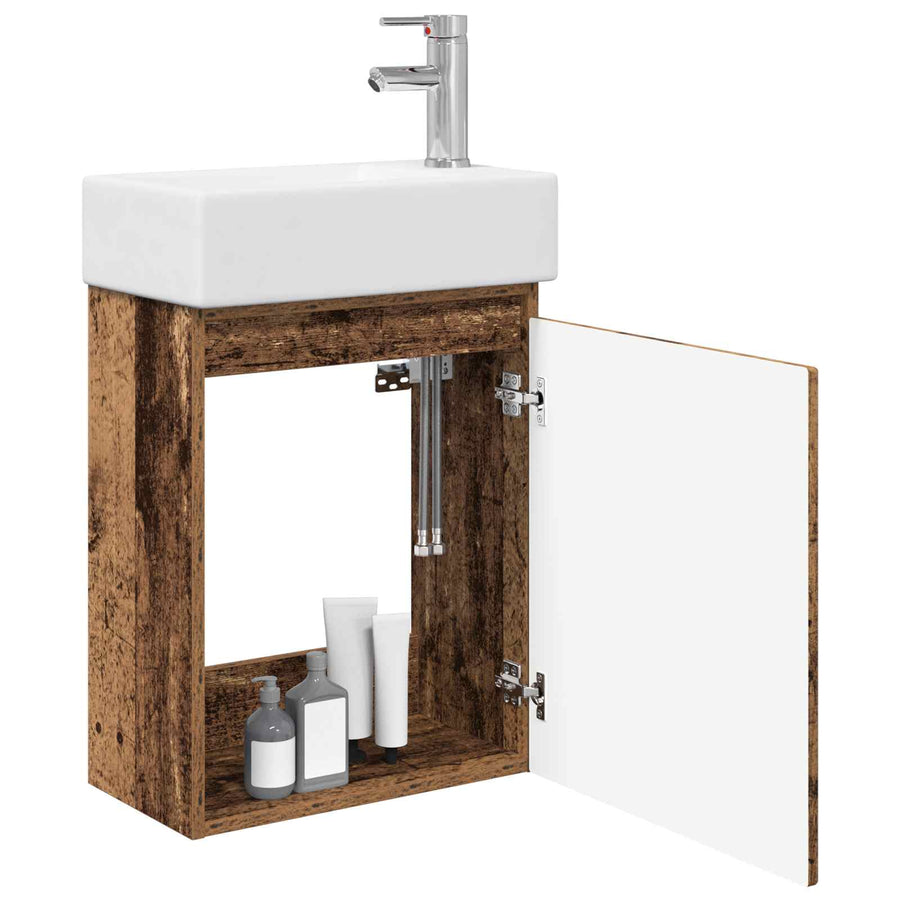 Badkamermeubel met kraan Oud hout 45,5 x 25,5 x 84 cm