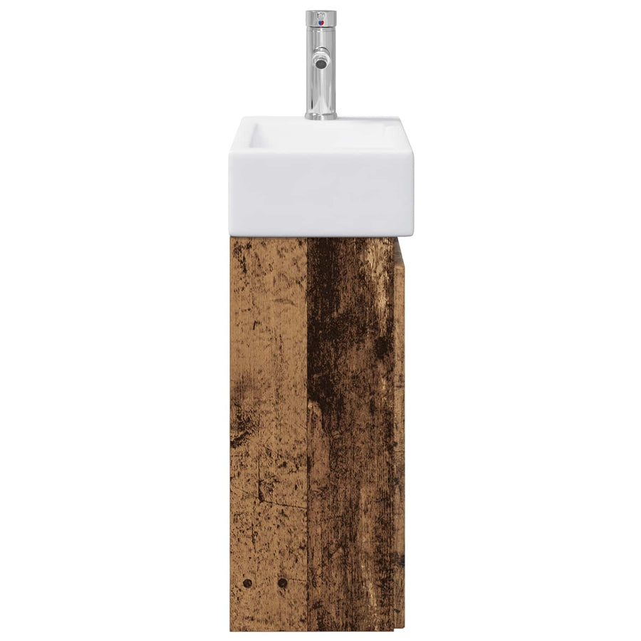 Badkamermeubel met kraan Oud hout 45,5 x 25,5 x 84 cm
