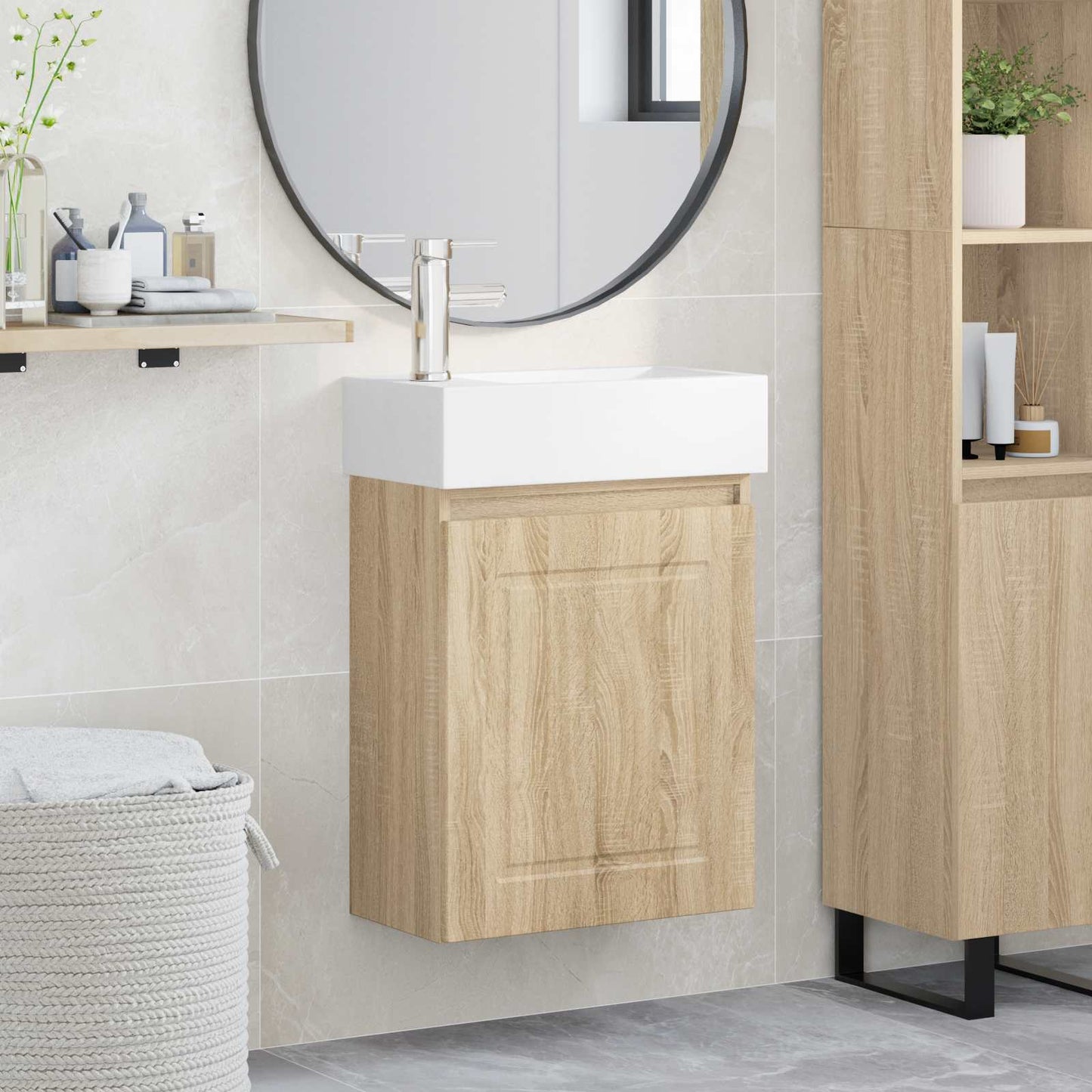 Badkamermeubel met kraan Sonoma Eiken 45,5 x 22,5 x 84 cm