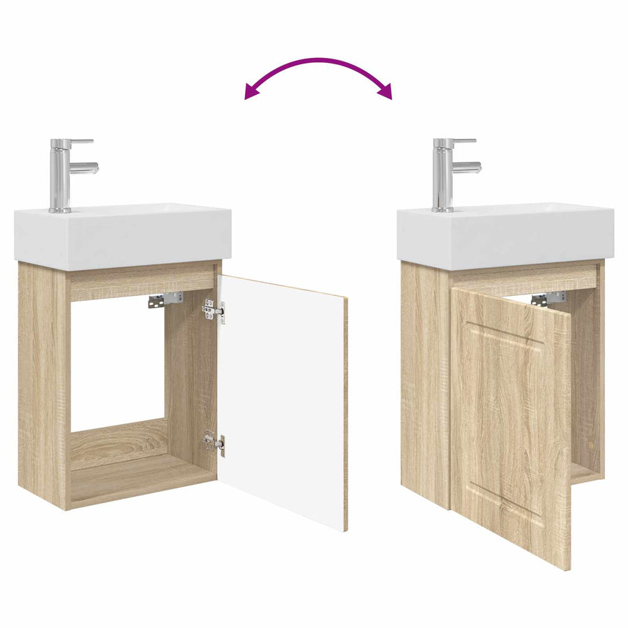 Badkamermeubel met kraan Sonoma Eiken 45,5 x 22,5 x 84 cm