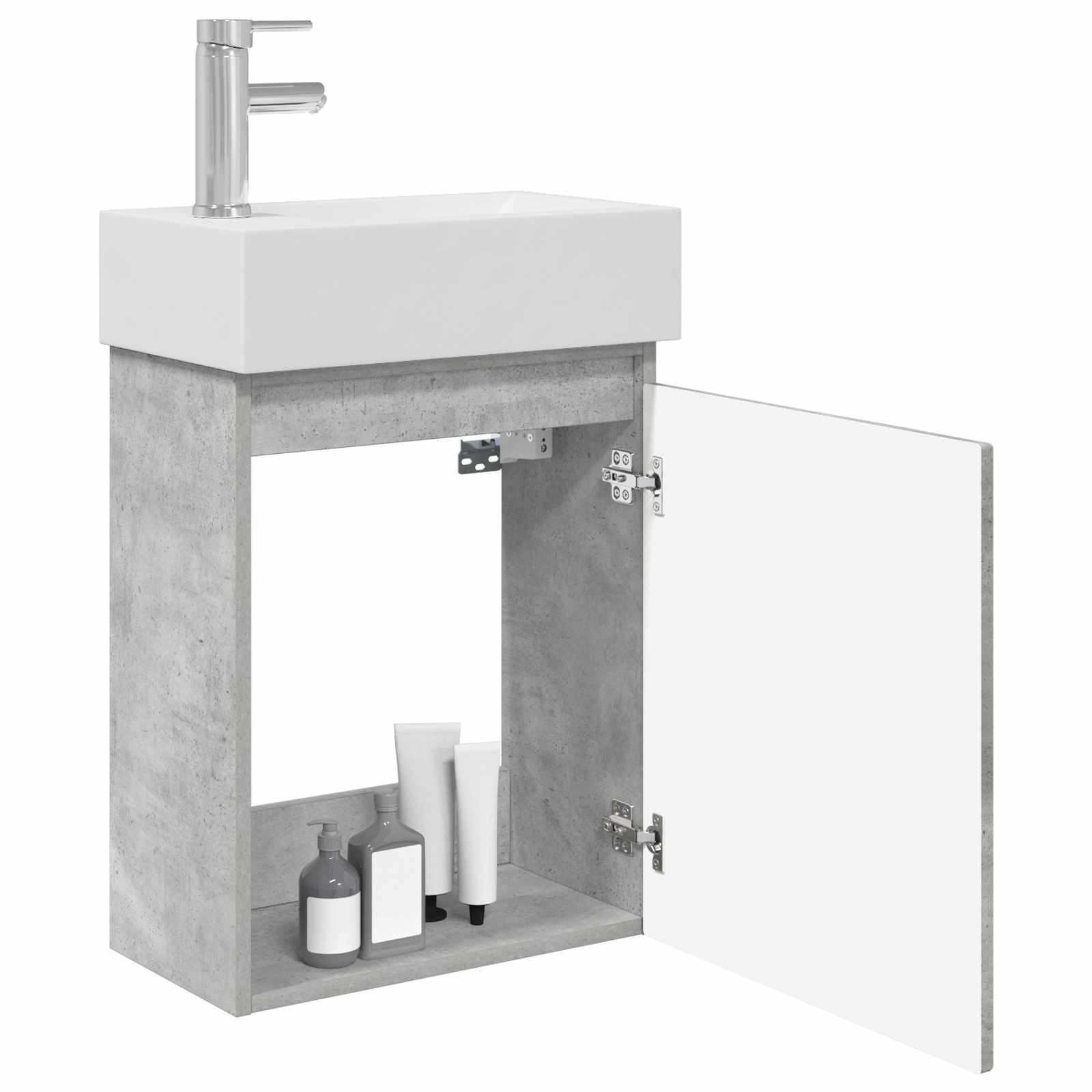 Badkamermeubel met kraan Betongrijs 45,5 x 22,5 x 84 cm