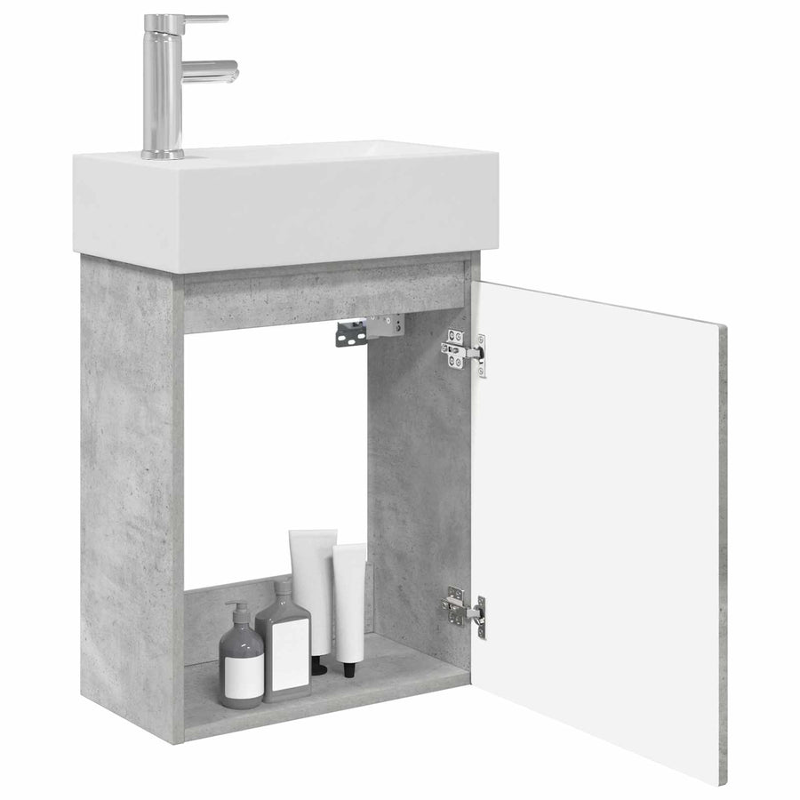 Badkamermeubel met kraan Betongrijs 45,5 x 22,5 x 84 cm
