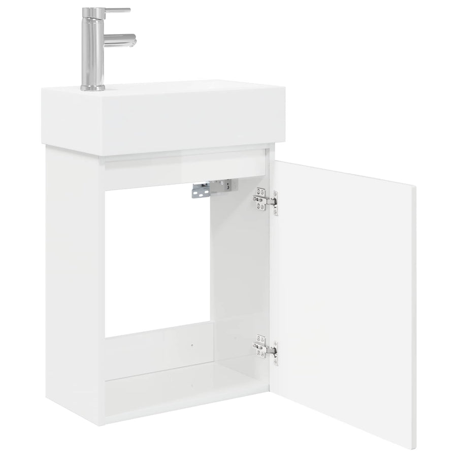 Badkamermeubel met kraan Hoogglans Wit 45,5 x 22,5 x 84 cm