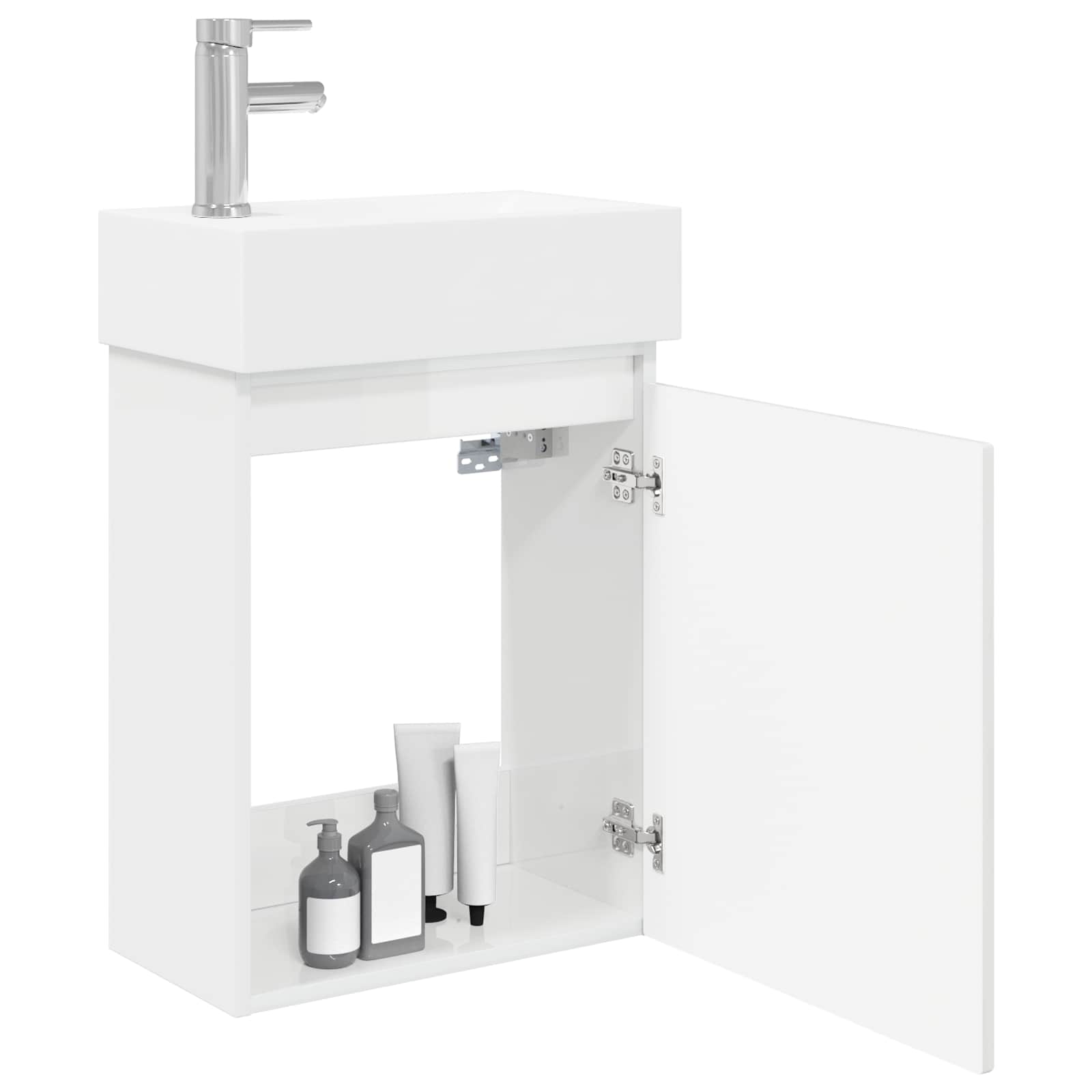 Badkamermeubel met kraan Hoogglans Wit 45,5 x 22,5 x 84 cm