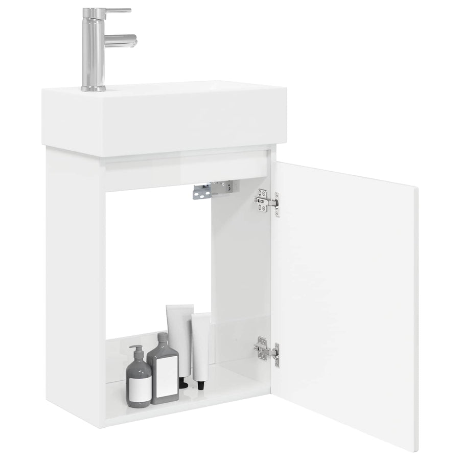 Badkamermeubel met kraan Hoogglans Wit 45,5 x 22,5 x 84 cm