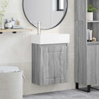 Badkamermeubel met kraan 45,5x22,5x84 cm grijs sonoma