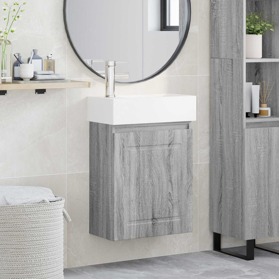 Badkamermeubel met kraan Grijs Sonoma 45,5 x 22,5 x 84 cm