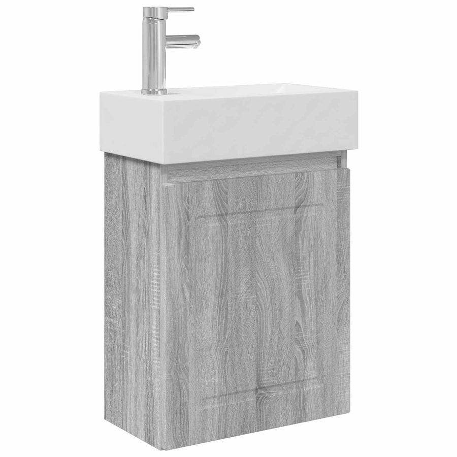 Badkamermeubel met kraan Grijs Sonoma 45,5 x 22,5 x 84 cm