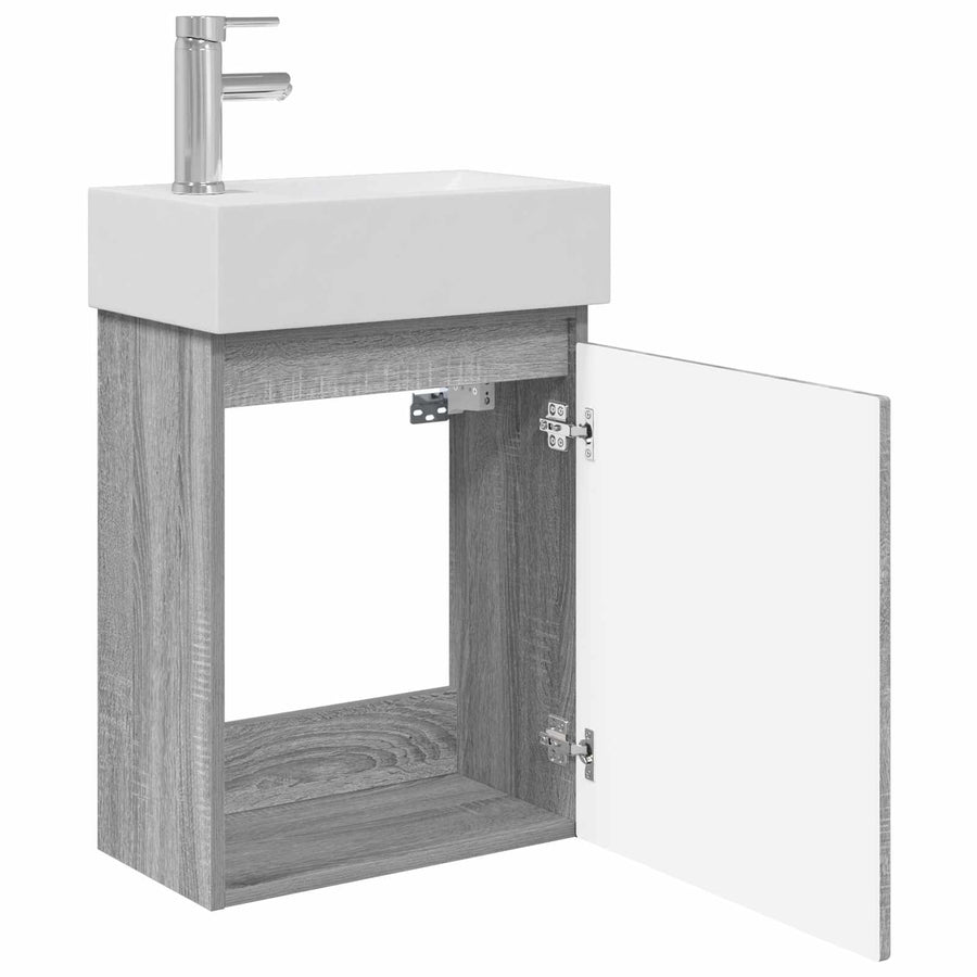 Badkamermeubel met kraan Grijs Sonoma 45,5 x 22,5 x 84 cm