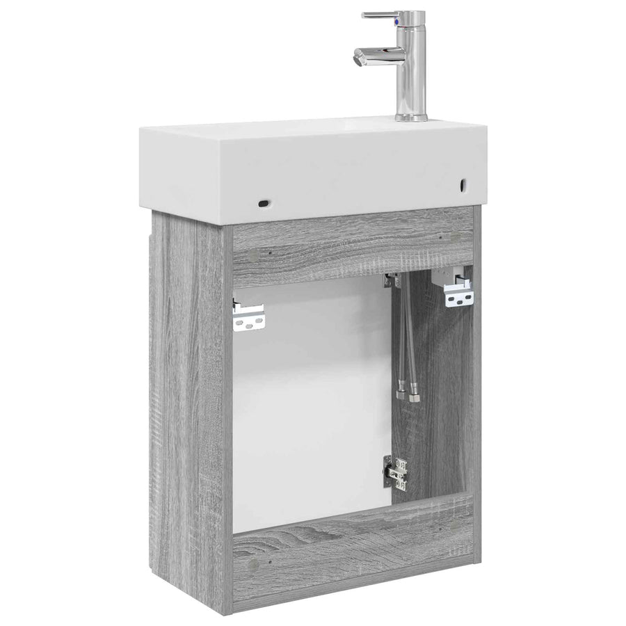Badkamermeubel met kraan Grijs Sonoma 45,5 x 22,5 x 84 cm