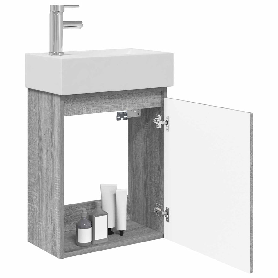 Badkamermeubel met kraan Grijs Sonoma 45,5 x 22,5 x 84 cm