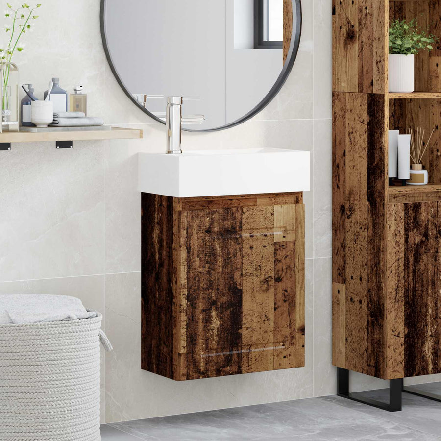 Badkamermeubel met kraan Oud hout 45,5 x 22,5 x 84 cm