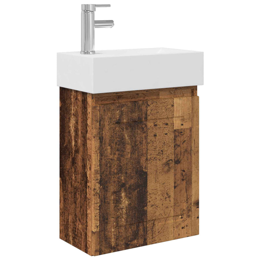 Badkamermeubel met kraan Oud hout 45,5 x 22,5 x 84 cm