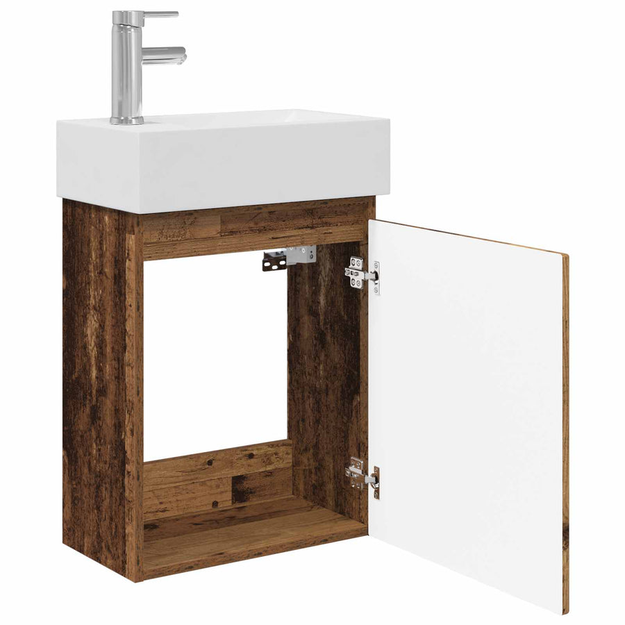 Badkamermeubel met kraan Oud hout 45,5 x 22,5 x 84 cm