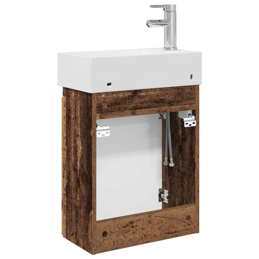 Badkamermeubel met kraan Oud hout 45,5 x 22,5 x 84 cm