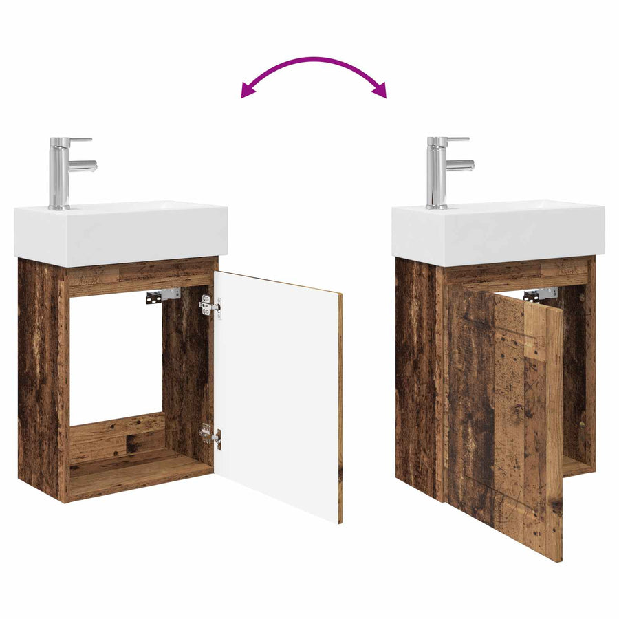 Badkamermeubel met kraan Oud hout 45,5 x 22,5 x 84 cm