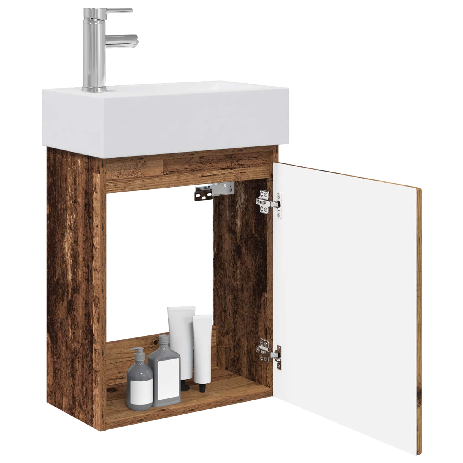 Badkamermeubel met kraan Oud hout 45,5 x 22,5 x 84 cm