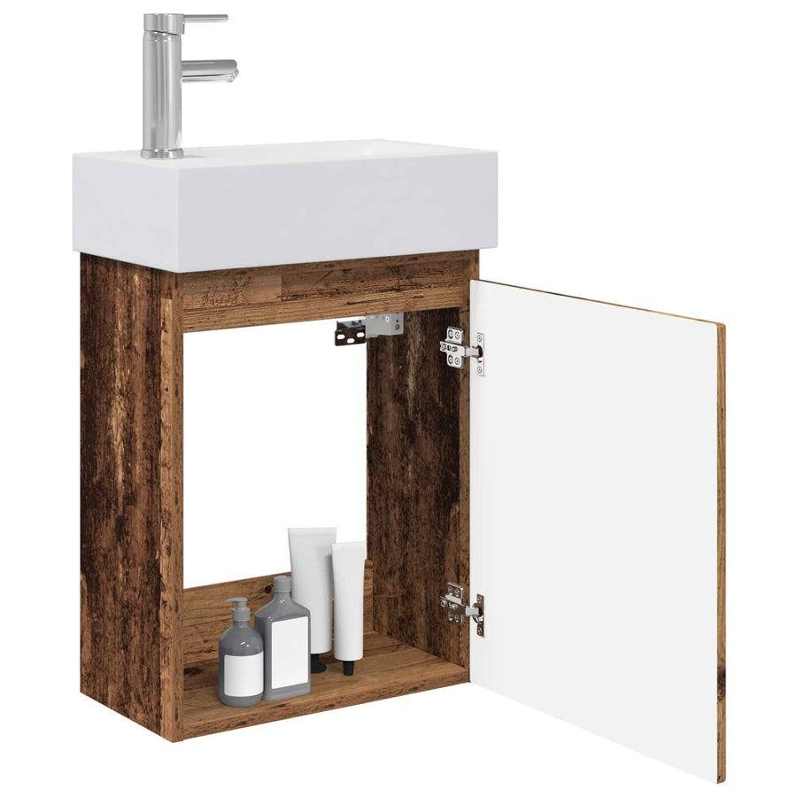 Badkamermeubel met kraan Oud hout 45,5 x 22,5 x 84 cm