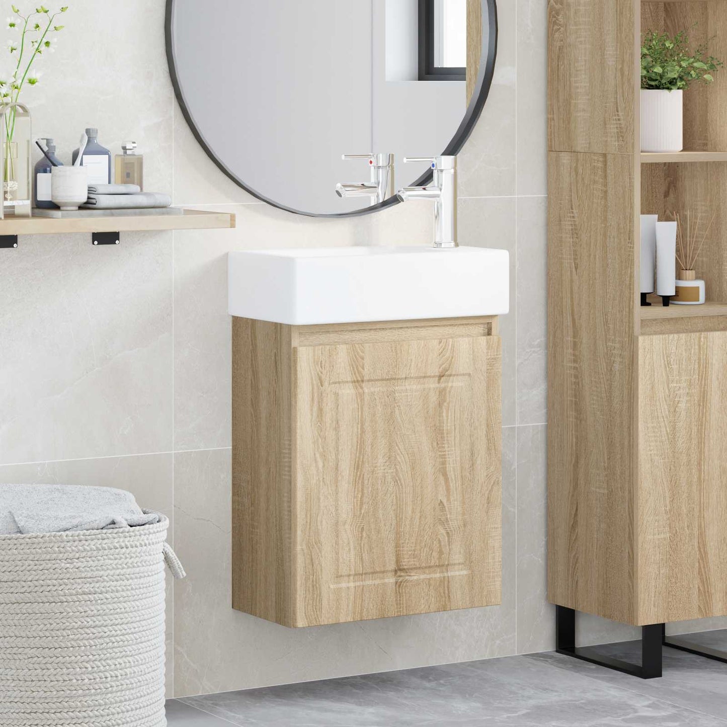 Badkamermeubel met kraan Sonoma Eiken 45,5 x 22,5 x 84 cm
