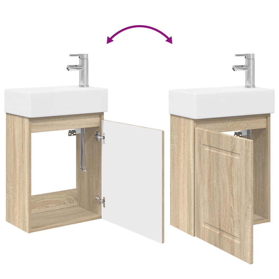Badkamermeubel met kraan Sonoma Eiken 45,5 x 22,5 x 84 cm