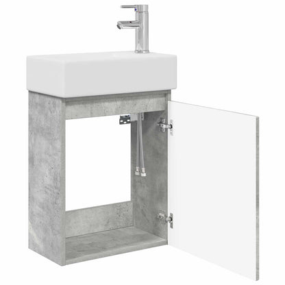 Badkamermeubel met kraan Betongrijs 45,5 x 22,5 x 84 cm